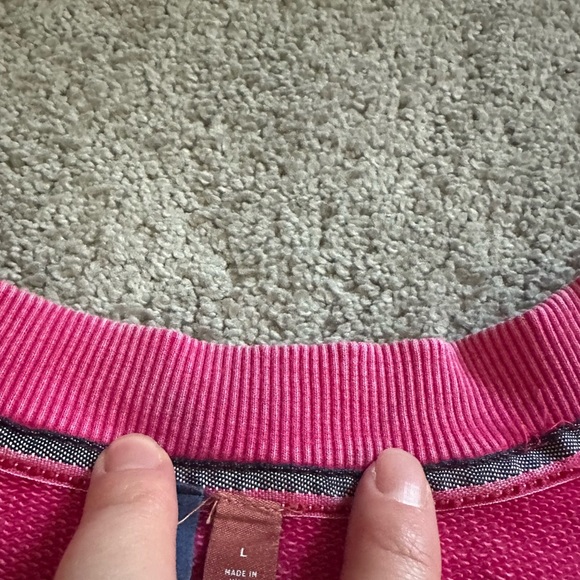 Anthropologie Pilcro Split Hem Tunic Barbie Pink Sweatshirt Pullover Large - Picture 4 of 7